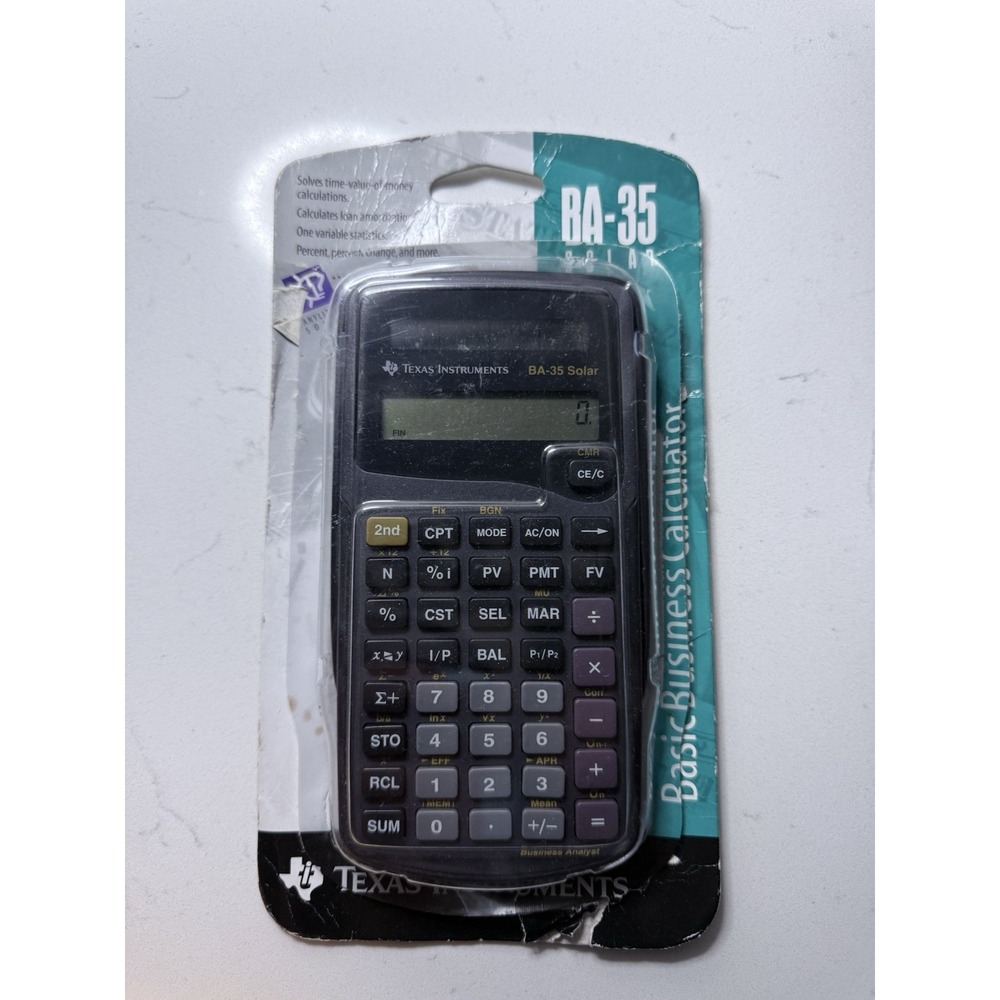 Texas Instruments BA-35 Solar Calculate Financial TI Works Scratched